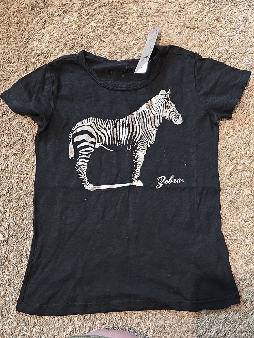 Kids Black Zebra Graphic Tee - Unbranded